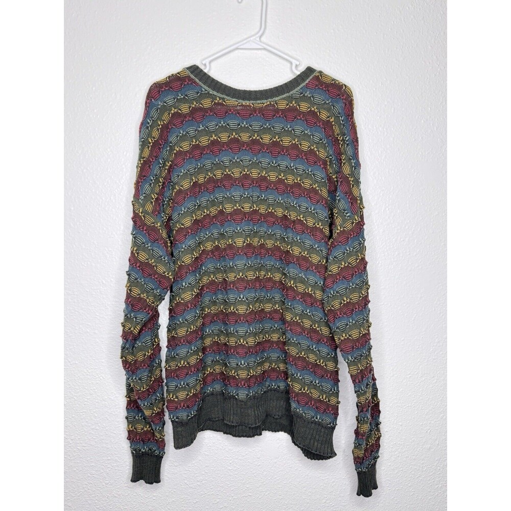 Vintage 90s Crossings 100% Cotton Multicolor 3D Texture Pattern Knit Sweater USA